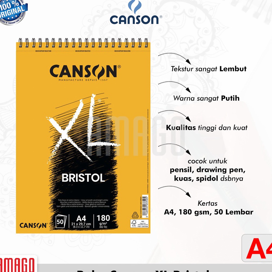 

PRODUK TREND Buku gambar CANSON XL Bristol 5 sheets A4 size 18 gsm Album