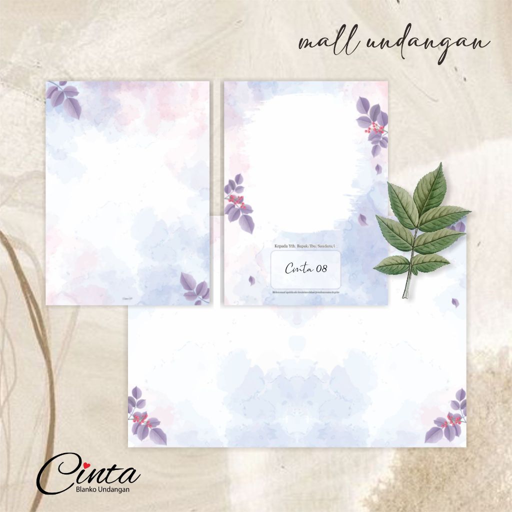BLANGKO UNDANGAN CINTA 08 | BLANKO UNDANGAN KOSONG RUSTIK ELEGAN (PACK)