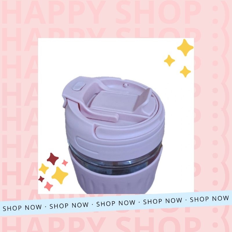 Gelas Kaca Bening Tumbler Aesthetic Pink