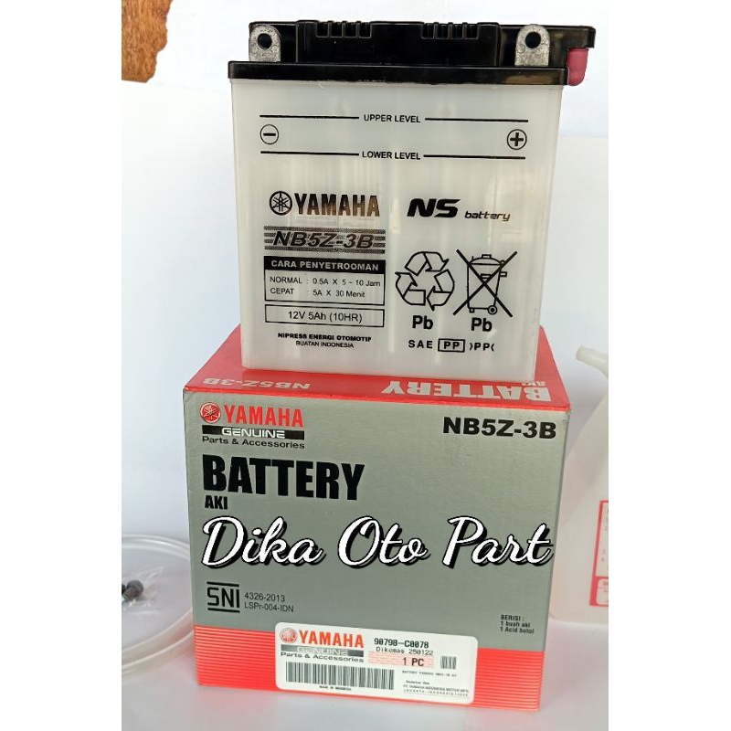Accu Aki Baterai Battery Basah NB5Z-3B 12 Volt 5Ah Mio Old Mio Sporty Mio Smile Vega Old Vega R Vega
