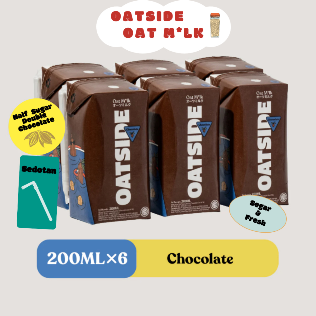 

Oatside Oat Milk Chocolate 200 ml 6 Pcs Kemasan Sedotan Susu Oat Rasa Cokelat