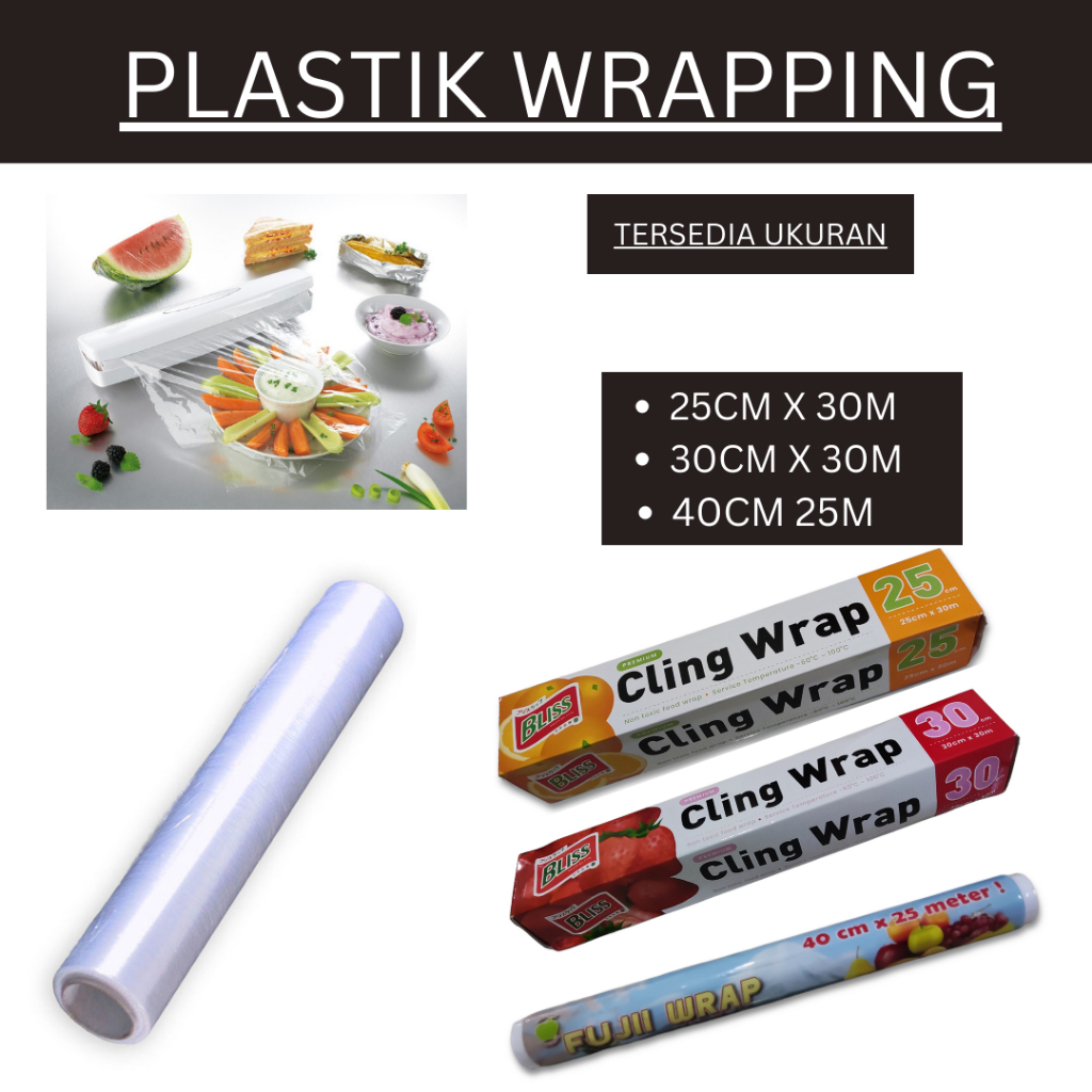 1 pcs , Plastik Wrapping Uk 25cm x 30 m / 30cm x 30m / 40cm x 25m, Plastik Wrap, plastik Pembungkus 