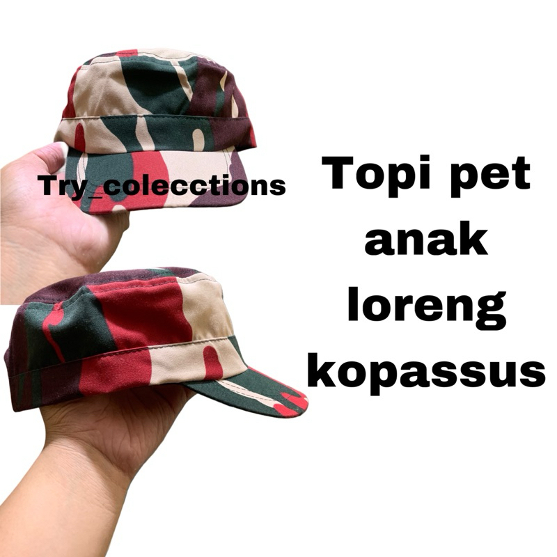 Topi pet anak loreng kopassus - topi anak motif loreng