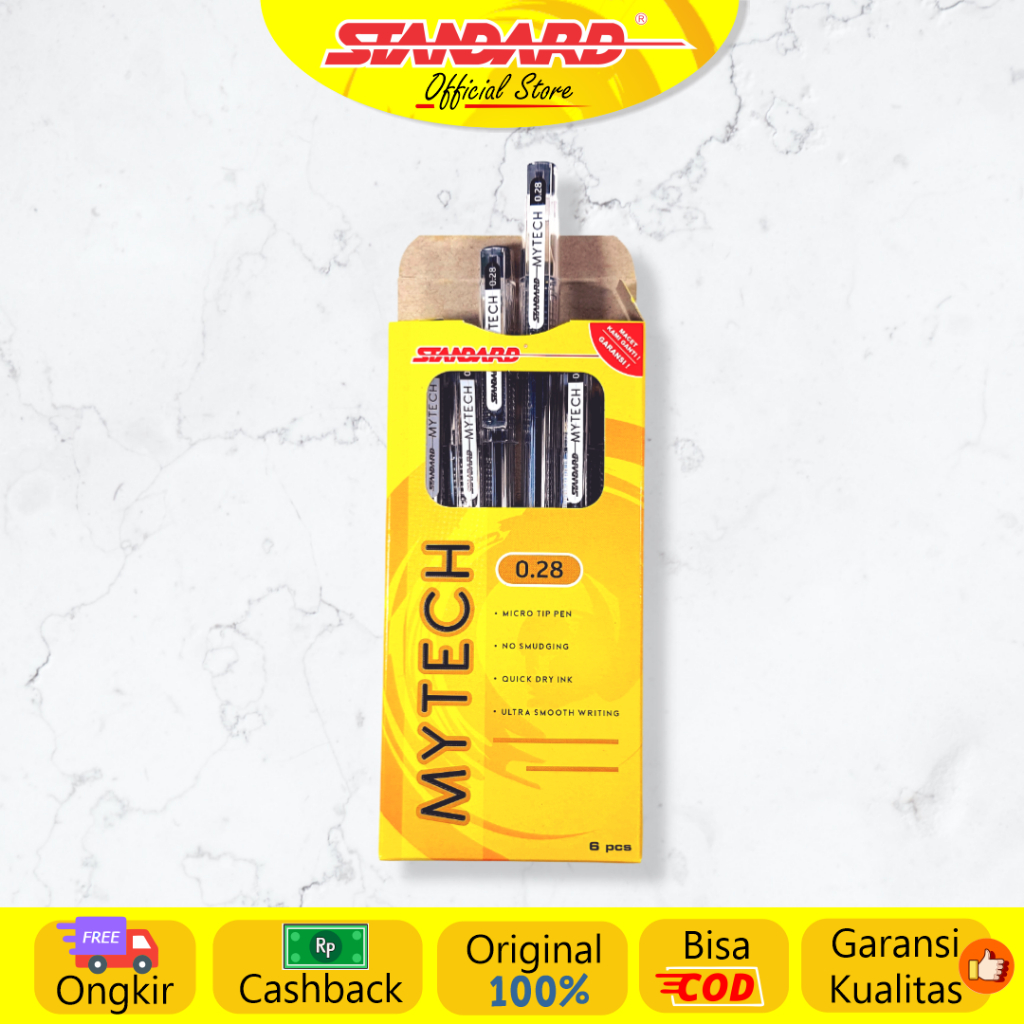 

Standard Pen - Pulpen Mytech 0.28 Gel [1 Pack / 6 Pcs] ( Alat Tulis / Pen / Ballpoint / Pena )