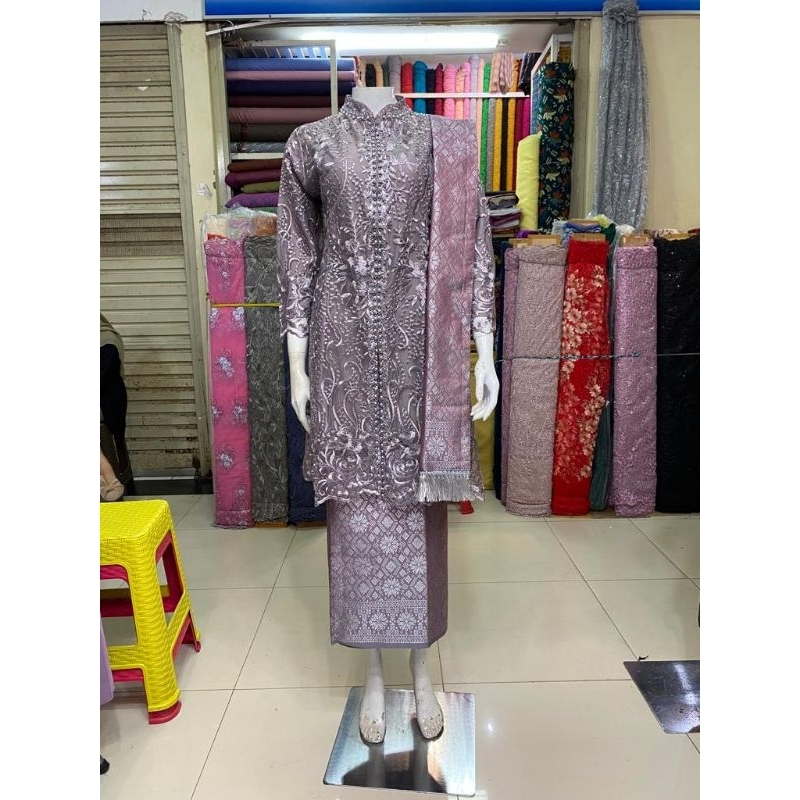 set kebaya brukat payet /kebaya modern/kebaya ibu besan/kebaya kondangan//kebaya ibu hajat