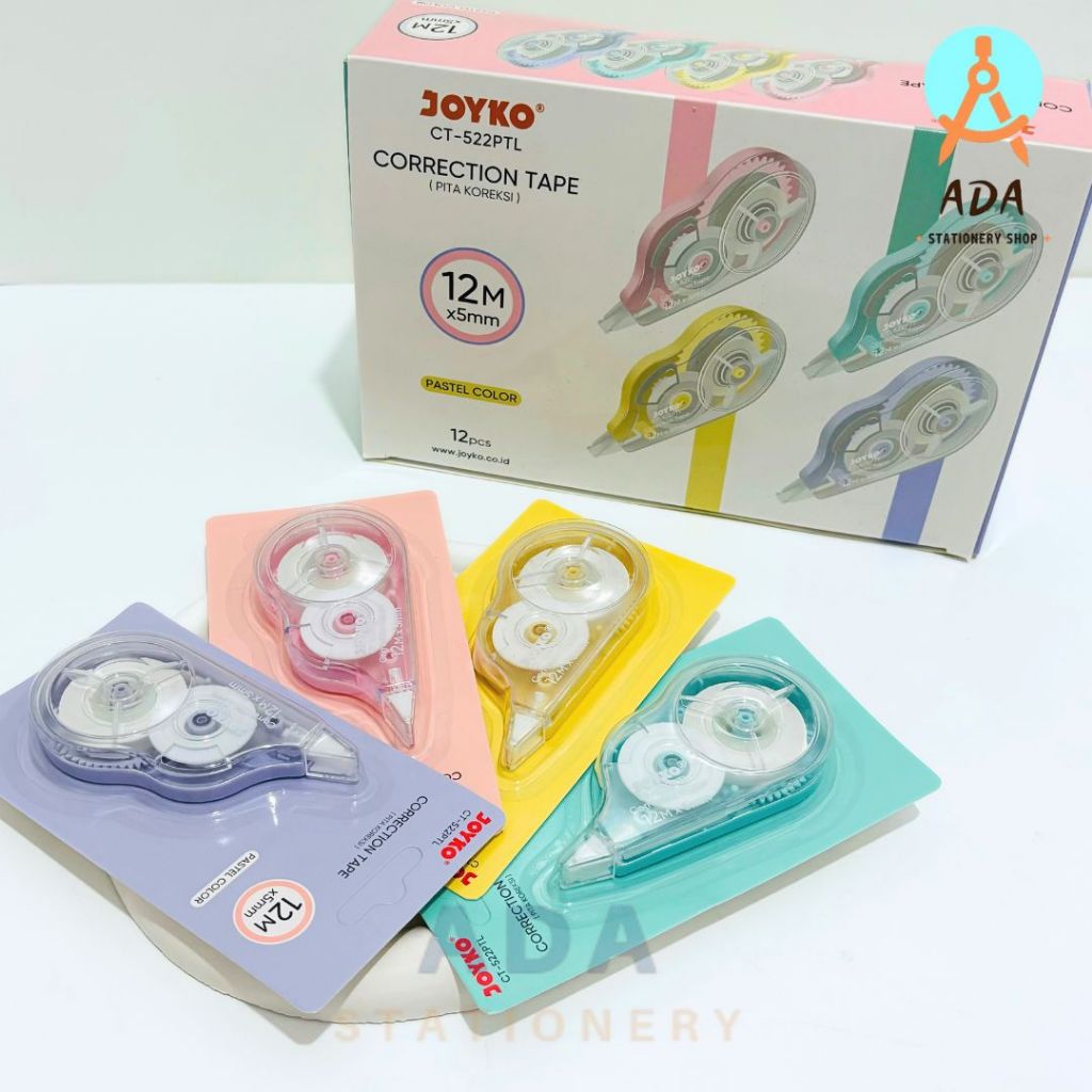 

GROSIR (6 pcs ) Correction Tape JOYKO CT-522PTL/ penghapus kertas/tipe x kertas/warna pastel