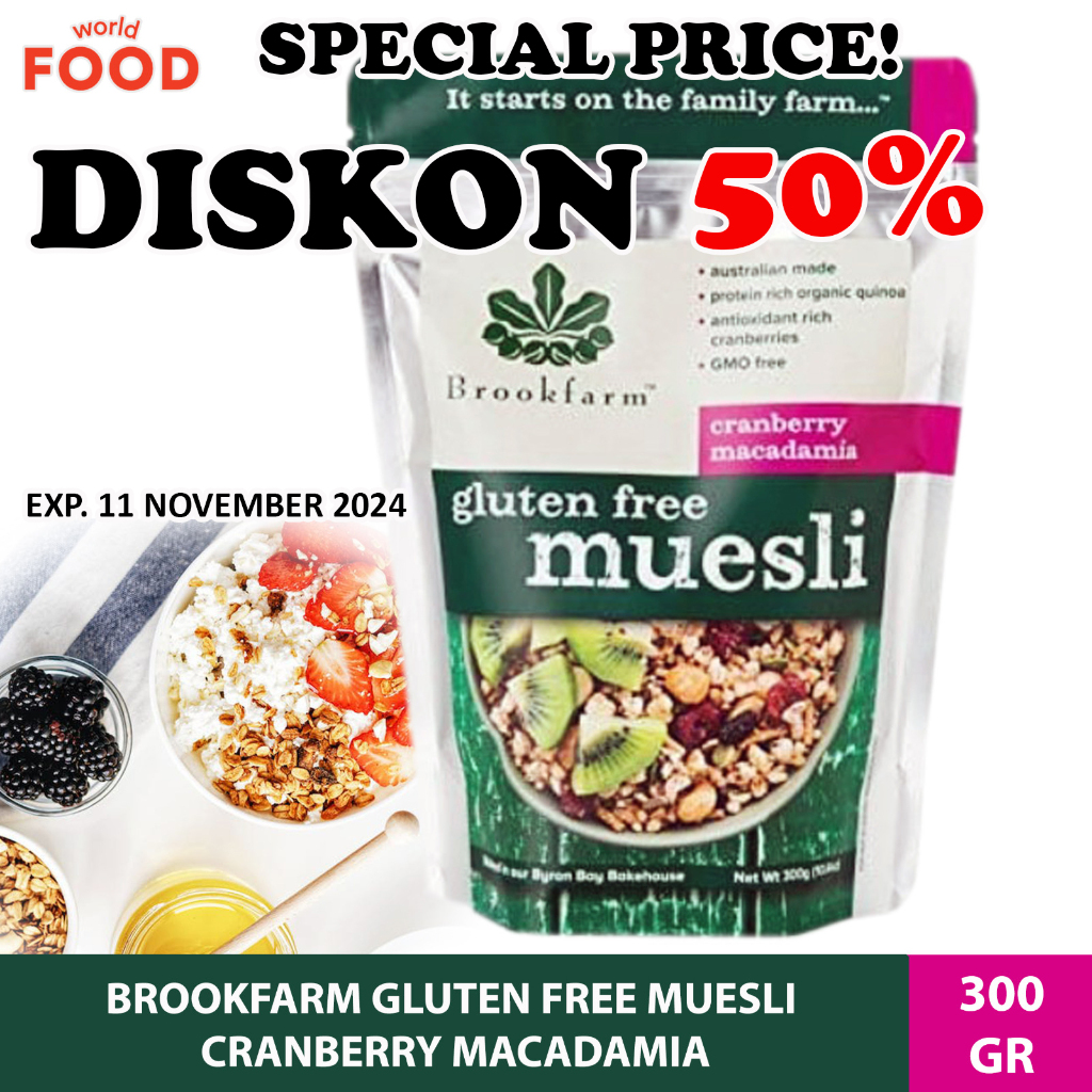 

BROOKFARM GLUTEN FREE MUESLI CRANBERRY MACADAMIA 300GR *PROMO DISKON 50%*