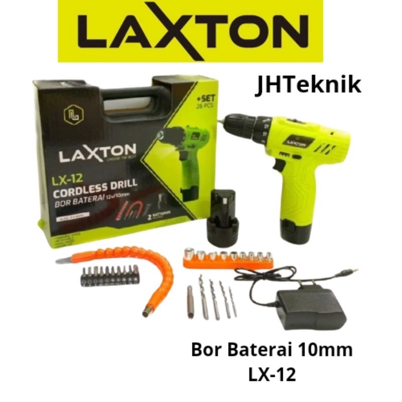 JHTeknik Mesin Bor Cordless 12Volt LAXTON LX-12/Cordless Drill 12volt Laxton/Bor Baterai 10mm LAXTON