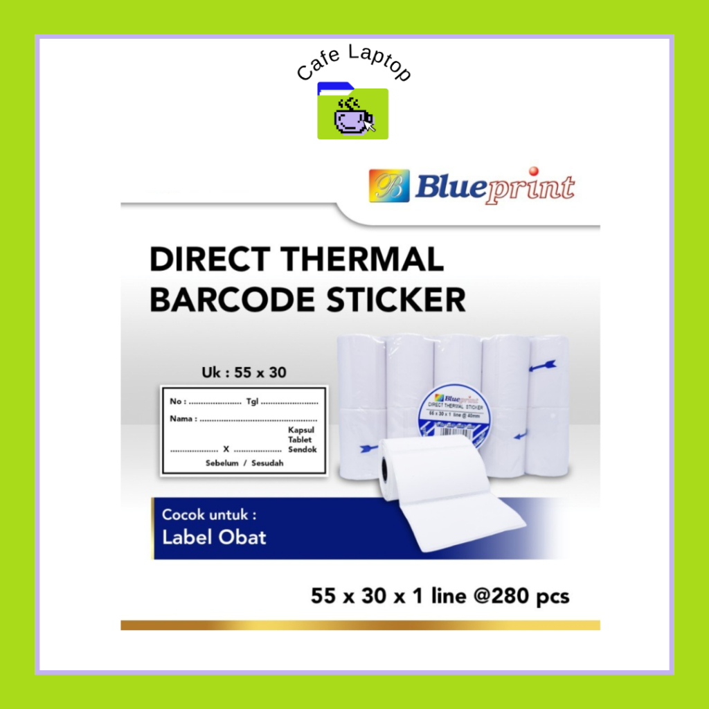 

Label Stiker BLUEPRINT 55x30 @40mm isi 280 Pcs Stiker Barcode 1 Roll