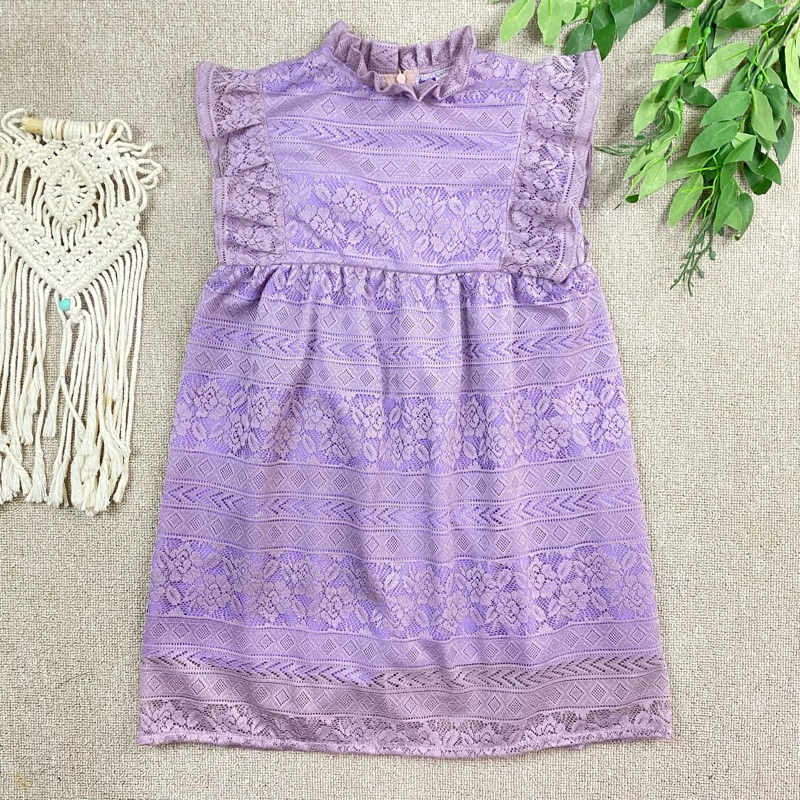 MIGU NAYLA DRESS BROKAT ANAK CANTIK PREMIUM DRESS ANAK LACE LILAC UNGU