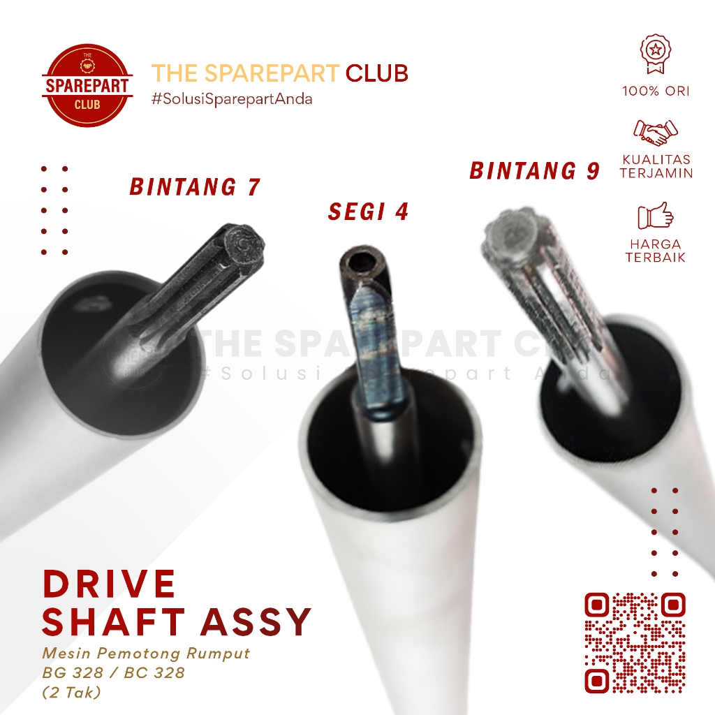 Pipa Stik Gagang Tongkat Potong Rumput BG 328 Drive Shaft Segi 4, 7, 9