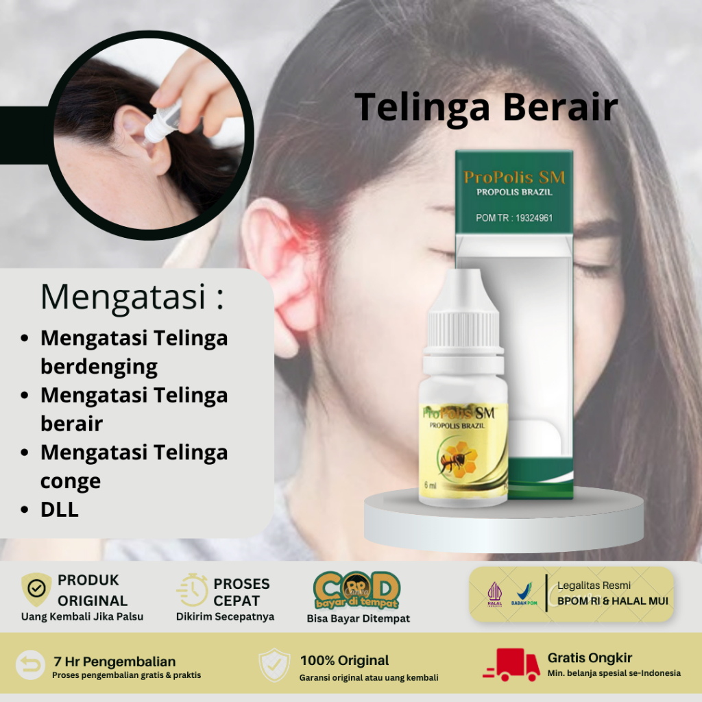 Obat Tetes Telinga Berair, Obat Telinga Bernanah, Pembersih Telinga - ProPolis SM