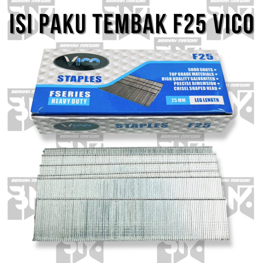 

VICO Isi Staples Mesin Paku Tembak F25 Lurus Mata Air Nailer Nail Gun Angin Steples F 25 25MO/Refill Air Nailer Stapler Gun