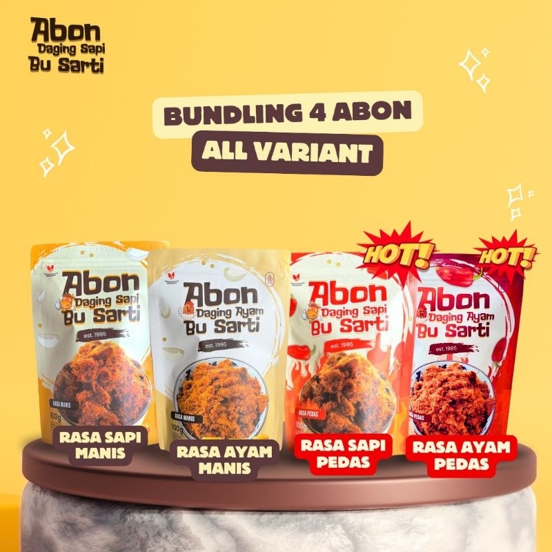 

[PREMIUM PACKAGING] - Paket Lengkap Abon Sapi & Ayam Bu Sarti - Manis/Ori dan Pedas/Spicy