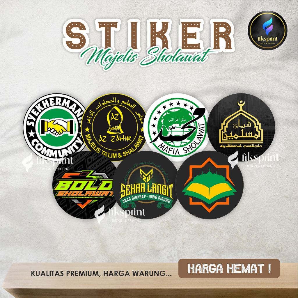 

(isi 40 pcs) Stiker Majelis bulat Syekhermania, Zahirmania, Mafia Sholawat, dll