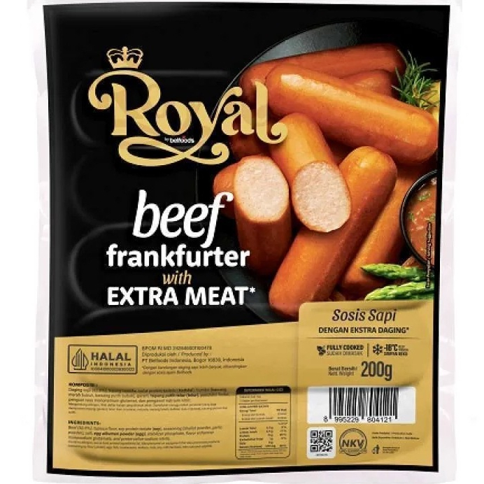 

BELFOODS ROYAL BEEF FRANKFURTER SOSIS SAPI 200GRAM ISI 3PCS - DISASS JOGJA