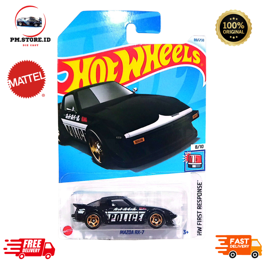 Hotwheels mazda rx 7 hitam police