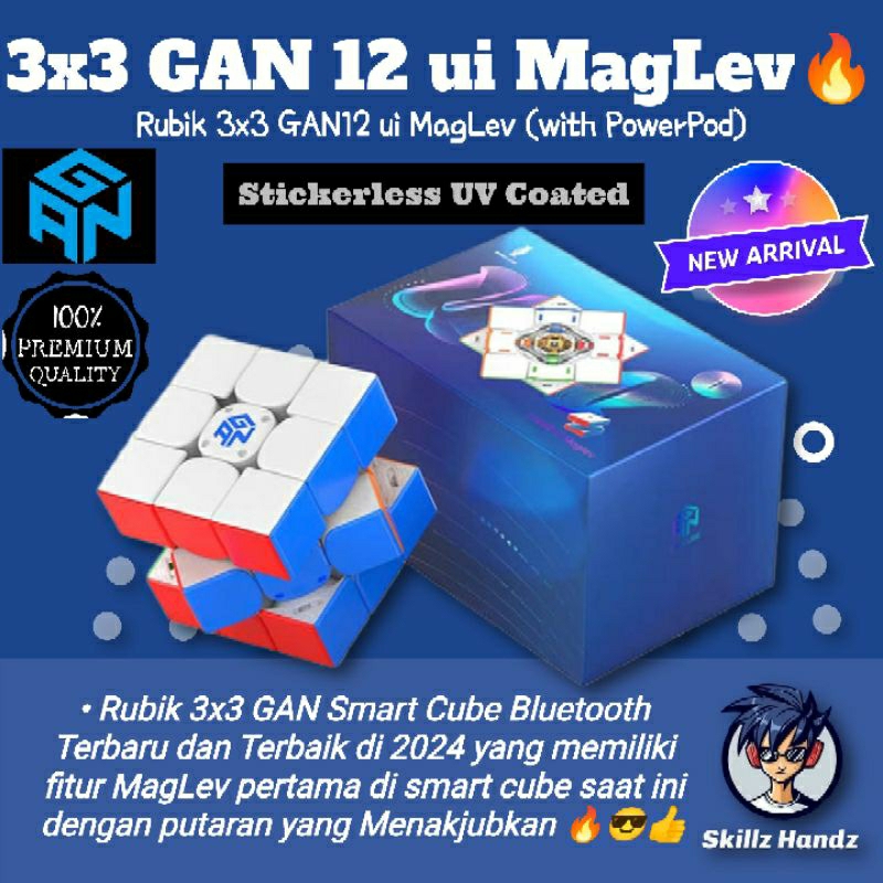 Rubik 3x3 GAN 12 ui MagLev UV Coated (Stickerless) Rubik Smart Cube Bluetooth