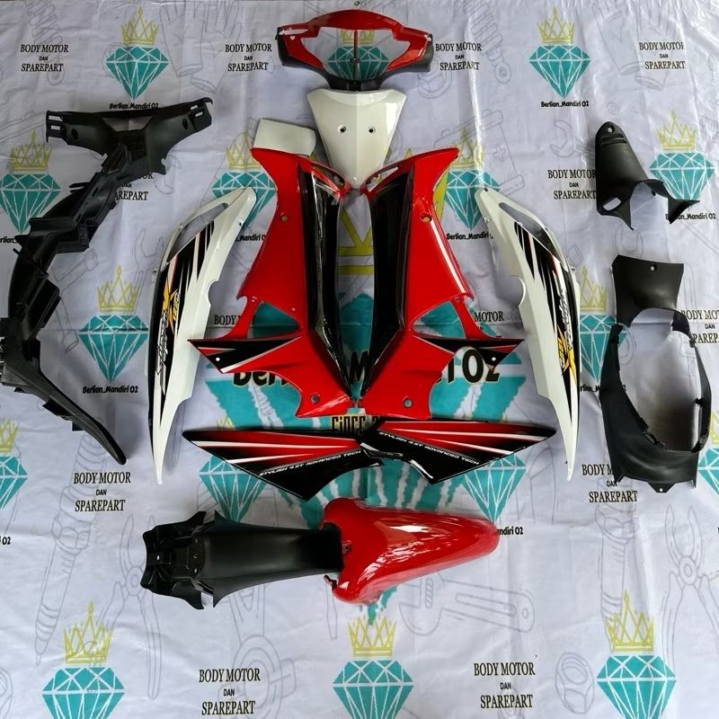 paketan full body halus kasar supra x 125 lama merah tahun 2005 - 2007 / Full Set Body Supra X 125 +