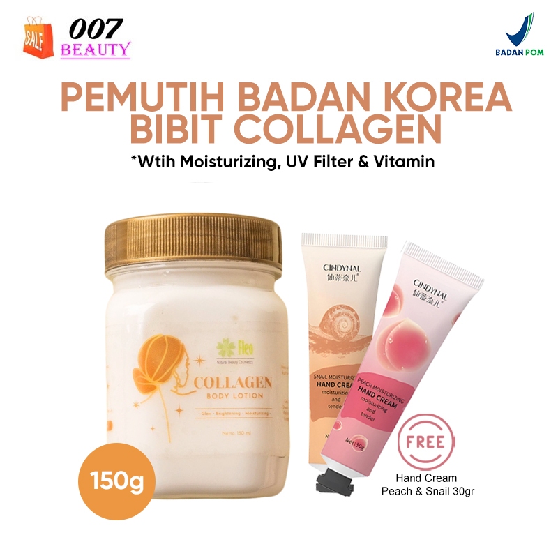 Free 2 Pcs Hand Cream Pemutih Tangan - Bpom Fleo Bibit Collagen Hand Body Lotion Pemutih Badan Ori