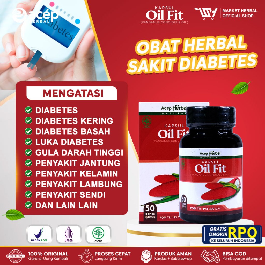Obat Diabetes Penurun Gula Darah Tinggi Diabetes Kering Dan Basah OilFit Ekstrak Buah Merah Papua AS