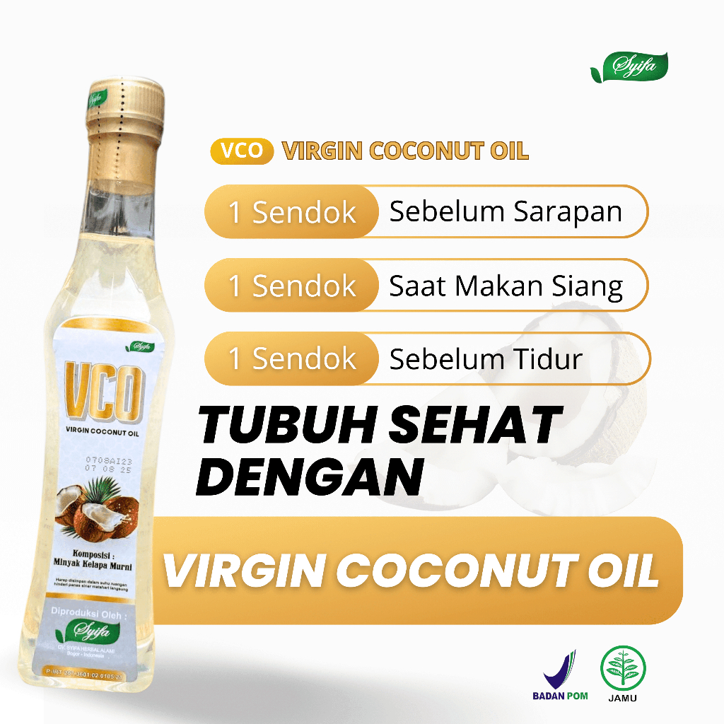 

Virgin Coconut Oil VCO 350ml Natural Organik / Minyak Kelapa Murni Natural Syifa Herbal Alami