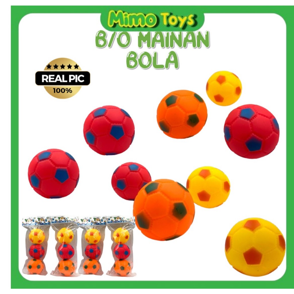 MAINAN ANAK BOLA KARET KECIL BUNYI MAINAN BOLA WARNA WARNI