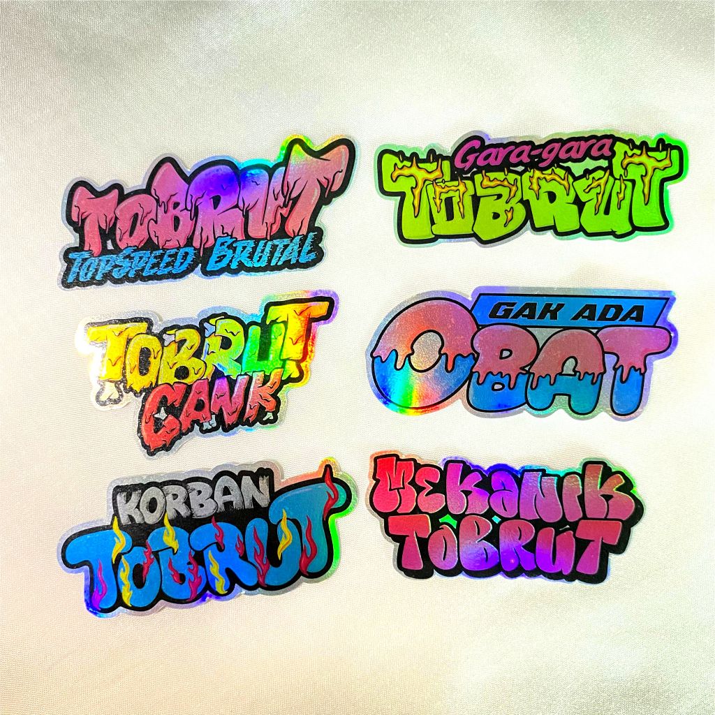 

6Pcs Stiker kata kata sticker viral /stiker Tobrut Hologram glossy