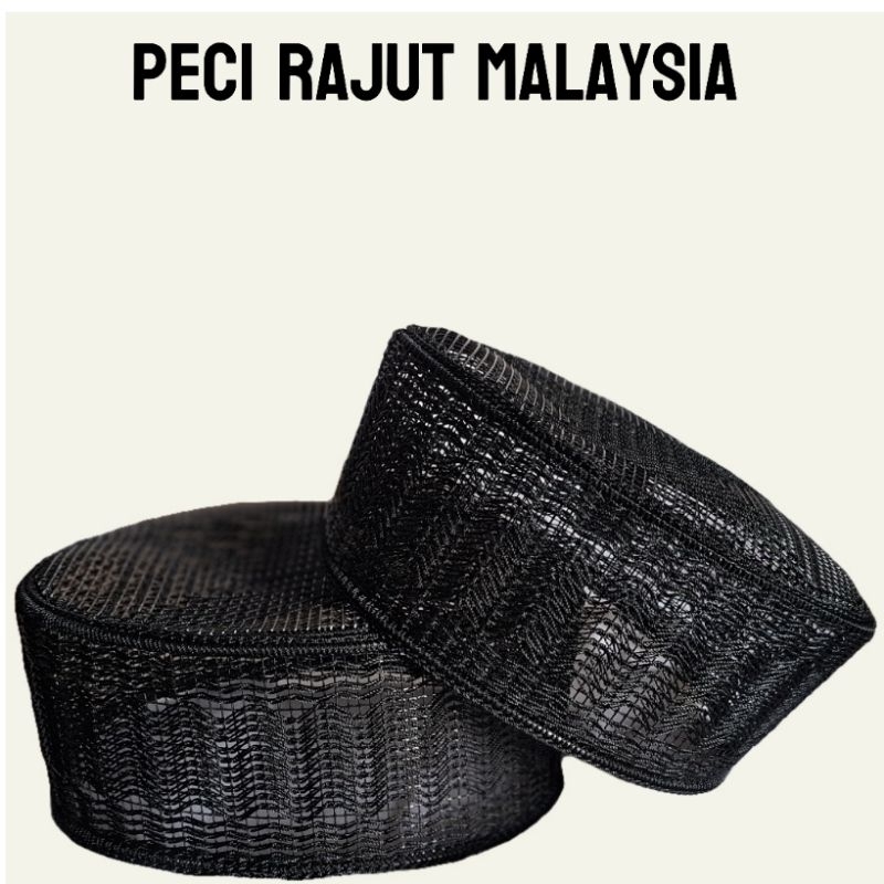 PECI RAJUT MALAYSIA WARNA HITAM POLOS. peci rajut gaya akar
