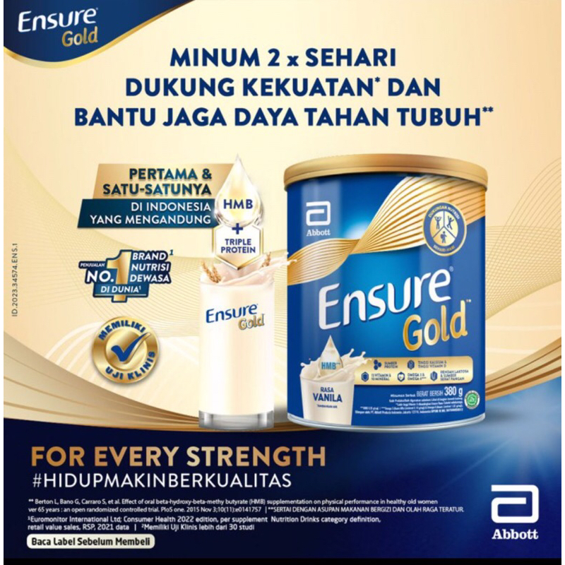 

Ensure Gold HMB Vanila / Coklat / Gandum - 380 gram - Nutrisi Dewasa Rendah Laktosa