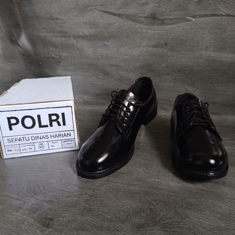 Sepatu PDH POLRI Pendek / Sepatu PDH Kilat / Sepatu Pantofel Pria / Sepatu PDH Pria