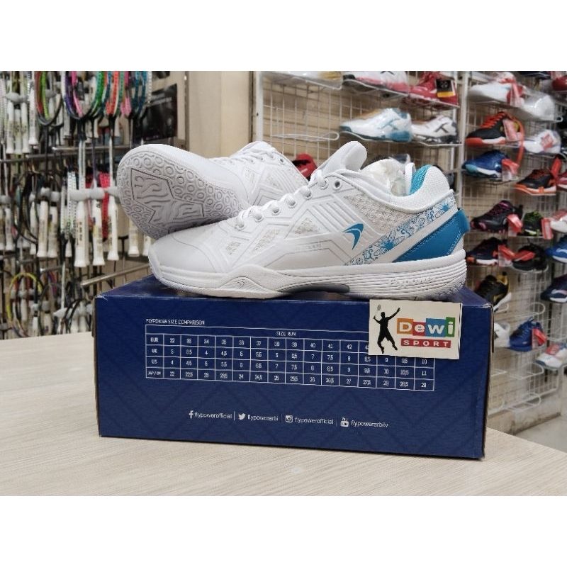 Sepatu Badminton Flypower RIO GOLD V1 BLAZE / HRUSANGKALI OLYMPIC WHITE RED