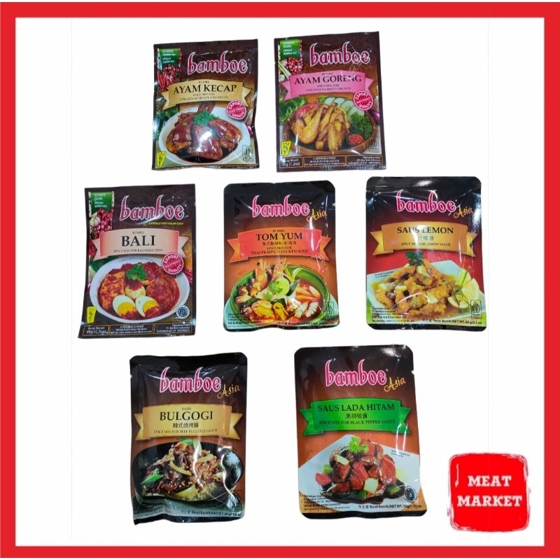 

Bamboe Blackpepper/Bulgogi/Tomyum/Saus Lemon/Bumbu Bali/Ayam Goreng/Ayam Kecap