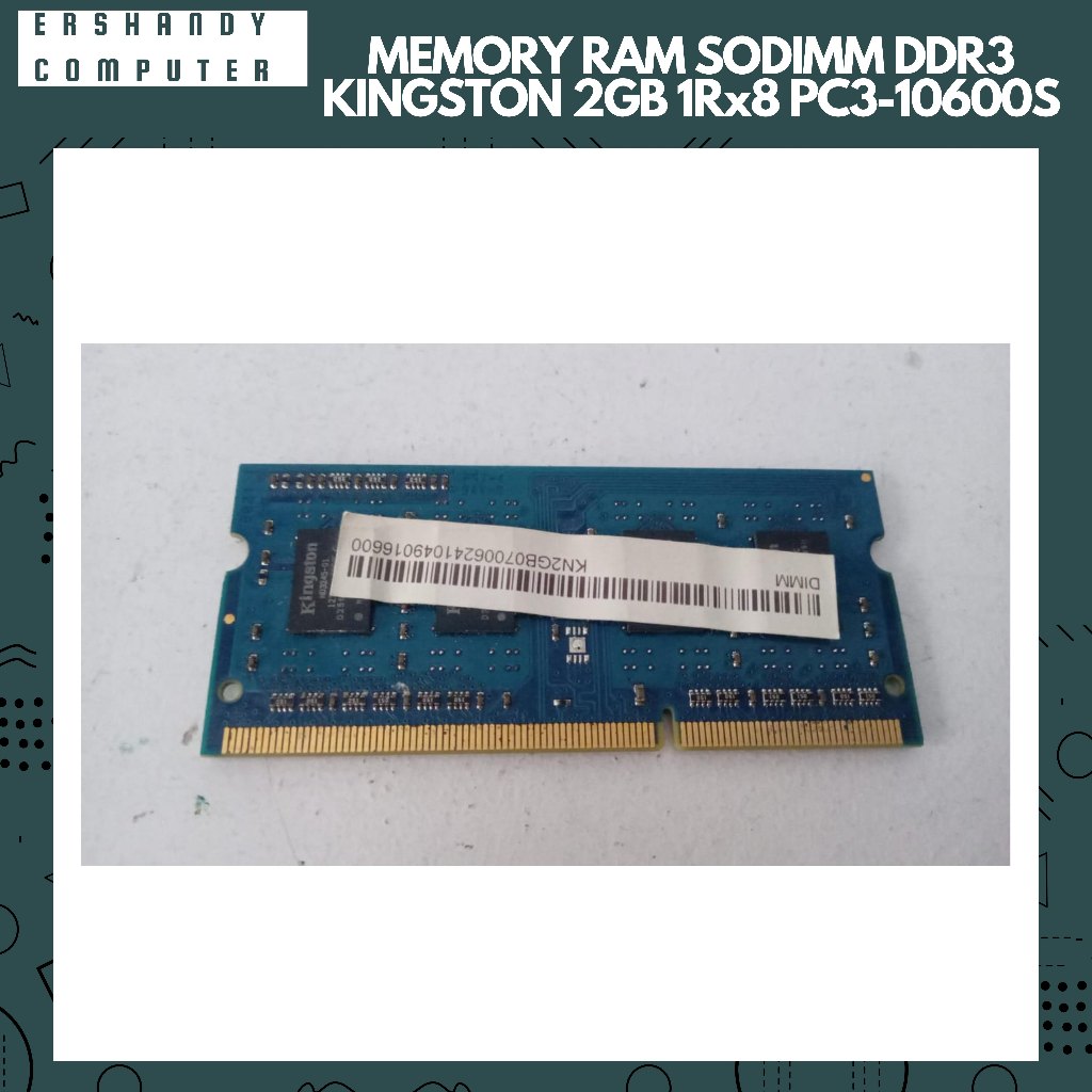 MEMORY RAM SODIMM DDR3 KINGSTON 2GB 1Rx8 PC3-10600S - ercomp1