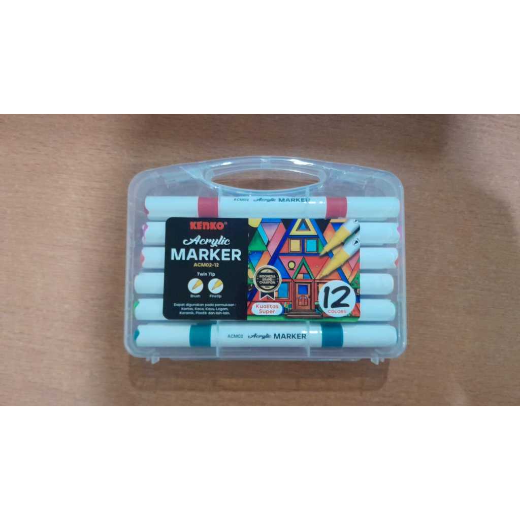 

Acrylic Marker 12 Warna 2 Sisi Kenko
