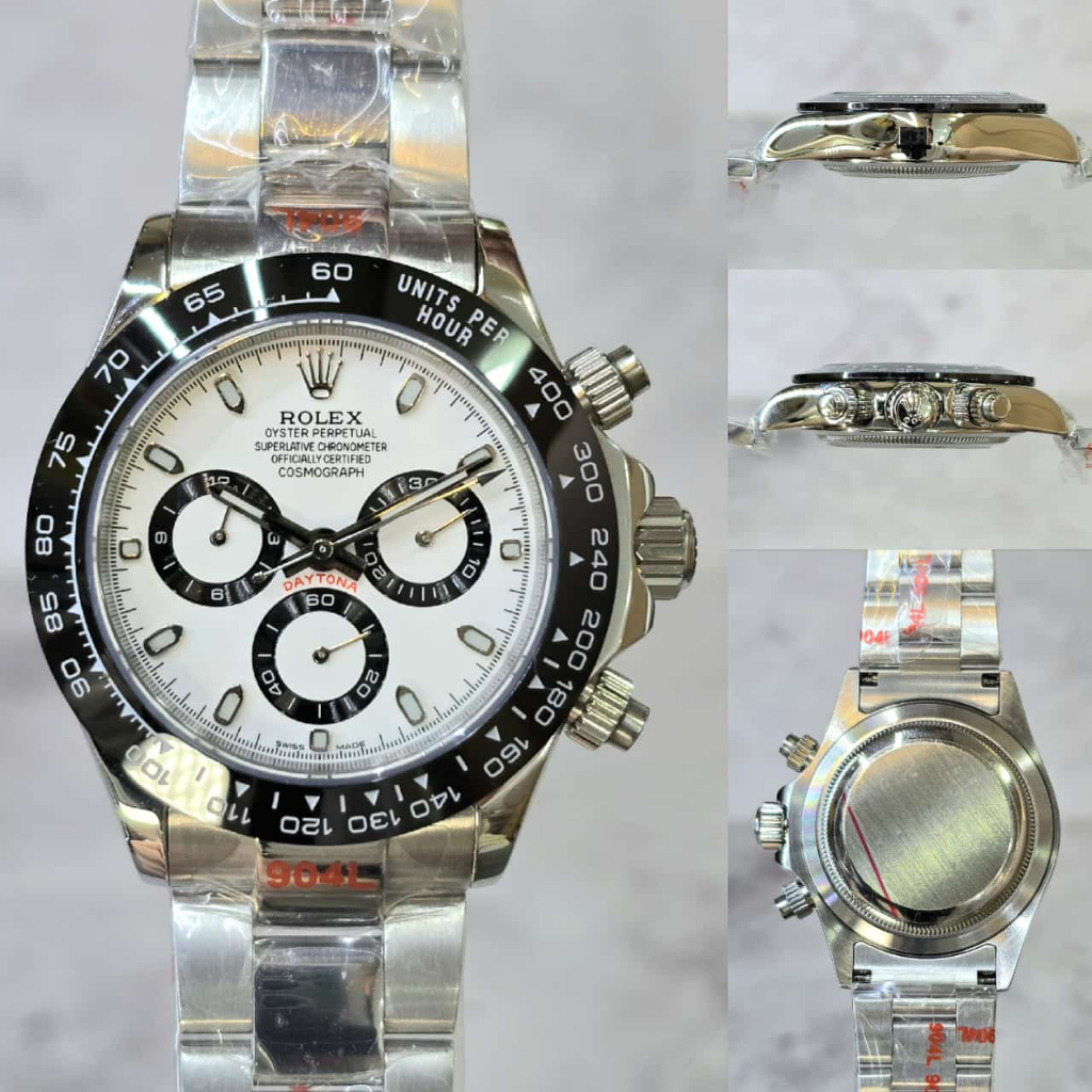 Jam Tangan Rolex Daytona Panda Swiss Automatic 40mm Body Swiss Decorated 4130 Silver Dial