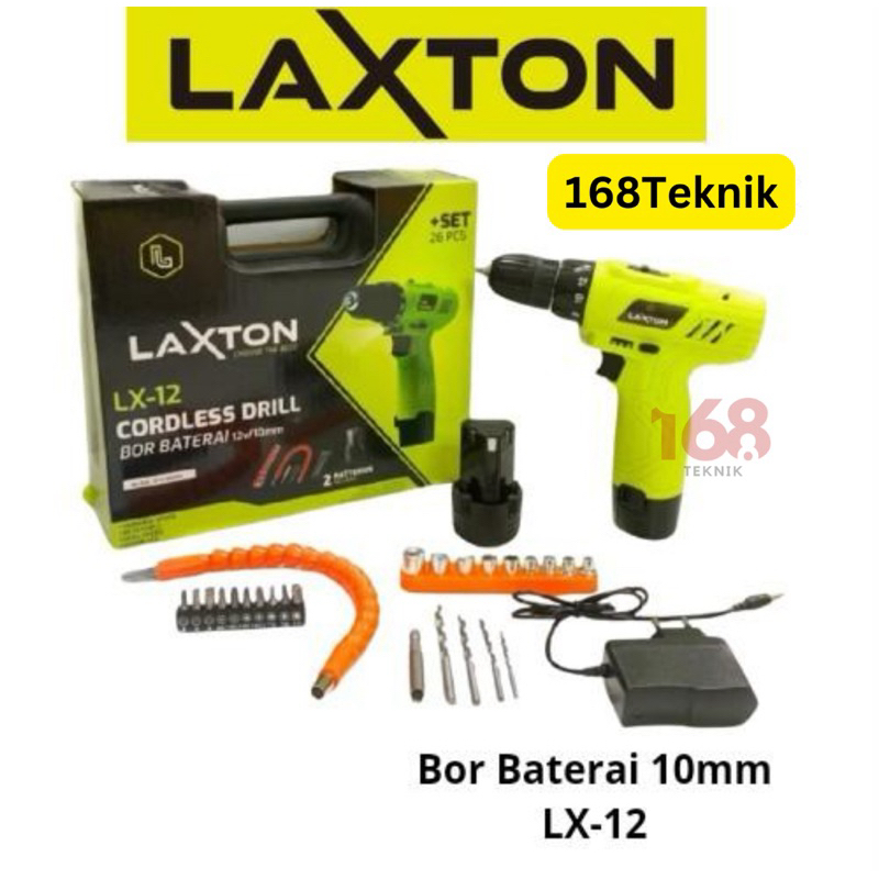 168Teknik Mesin Bor Cordless 12Volt LAXTON LX-12/Cordless Drill 12volt Laxton/Bor Baterai 10mm LAXTO
