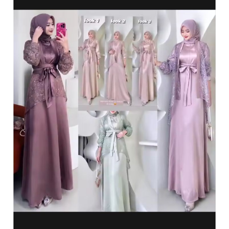 Baju gamis FUJI brukat kondangan mewah elegan