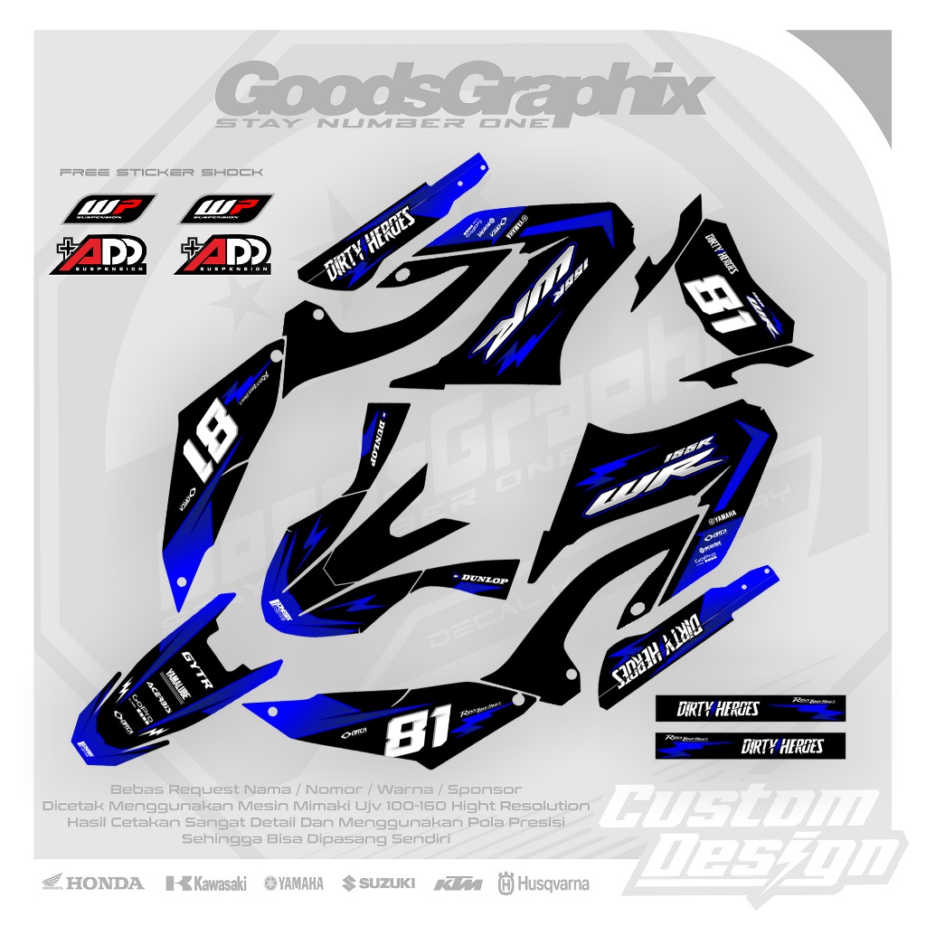 Decal Yamaha Wr 155 Design Hitam Biru - Decal Custom Yamaha Wr155