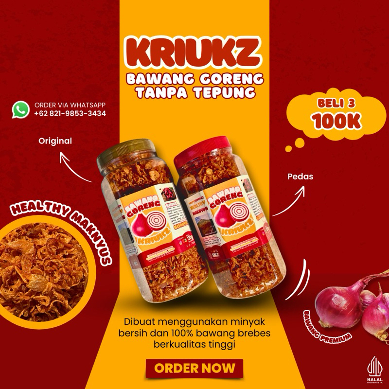 

BAWANG GORENG PREMIUM - BAWANG GORENG ASLI - BAWANG GORENG TANPA TEPUNG KRIUKZ