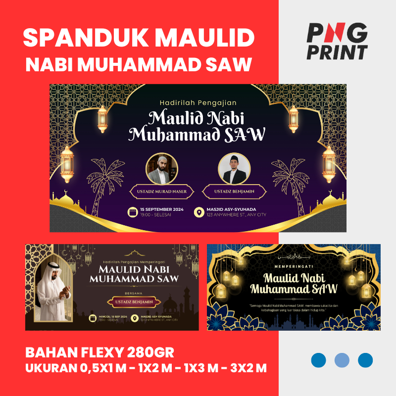 SPANDUK MAULID NABI MUHAMMAD CUSTOM - 2x1m BANNER MAULID NABI CUSTOM