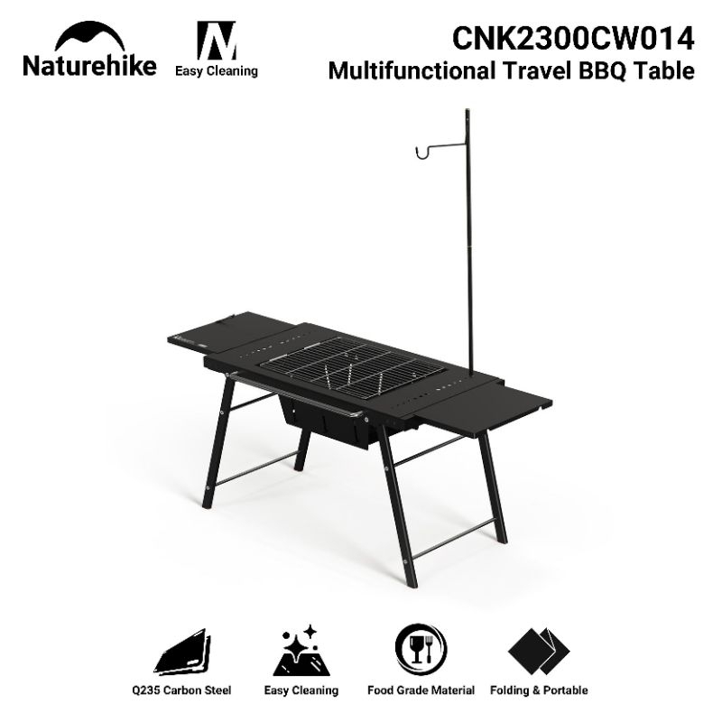 MEJA LIPAT BBQ NATUREHIKE CNK2300CW014 MULTIFUNCTIONAL TRAVEL BARBECUE TABLE CARBON STEEL MEJA OUTDO