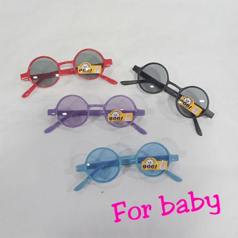 Kacamata hitam mini sunglasses kecil untuk bayi model frame bulat warna merah hitam ungu biru lucu