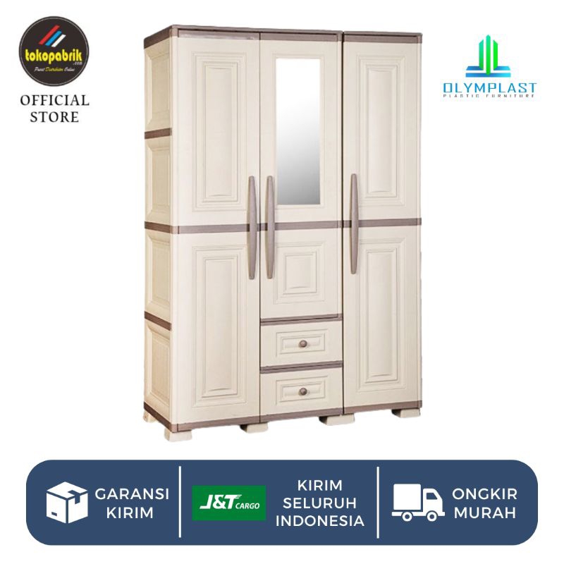 Olymplast Lemari Pakaian Plastik 3 Pintu / Lemari Baju / OTC 3P Modern - OTC 3P Classic