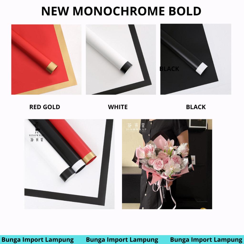 

(LEMBARAN) new CELLOPHANE MONOCHROME FRAME COLOUR LEMBARAN KERTAS BUKET BUNGA WRAPPING PAPER