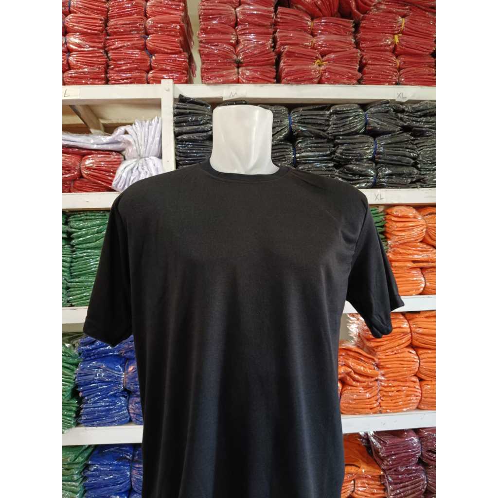 Kaos Polos Lengan Pendek Warna Hitam PE Double Knit
