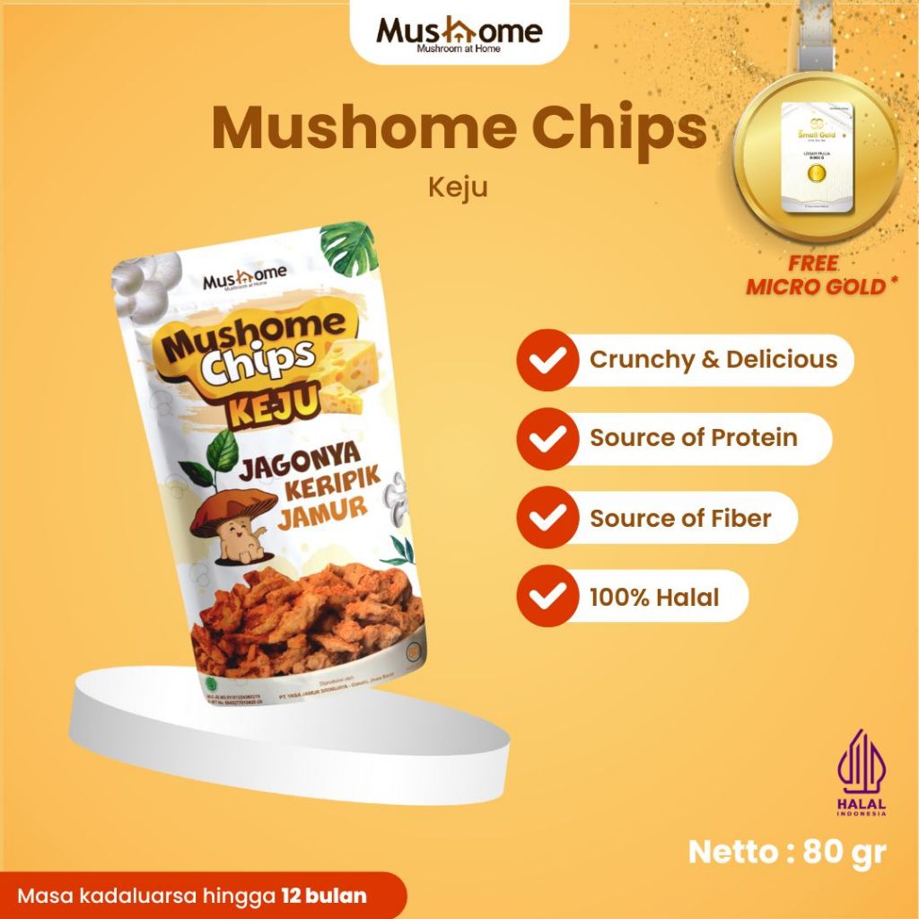 

Keripik Jamur Rasa Keju - Mushome Chips - Kaya Serat & Sumber Protein