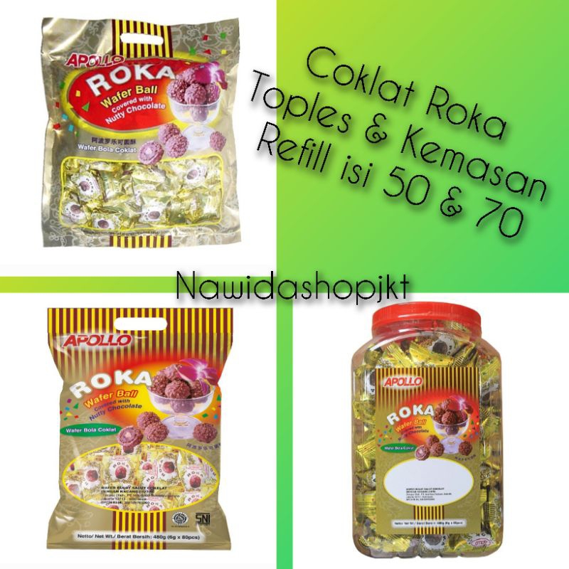 

Apollo Roka coklat kemasan Toples dan Refill-Roka wafer cokelat-wajar ball chocolatte