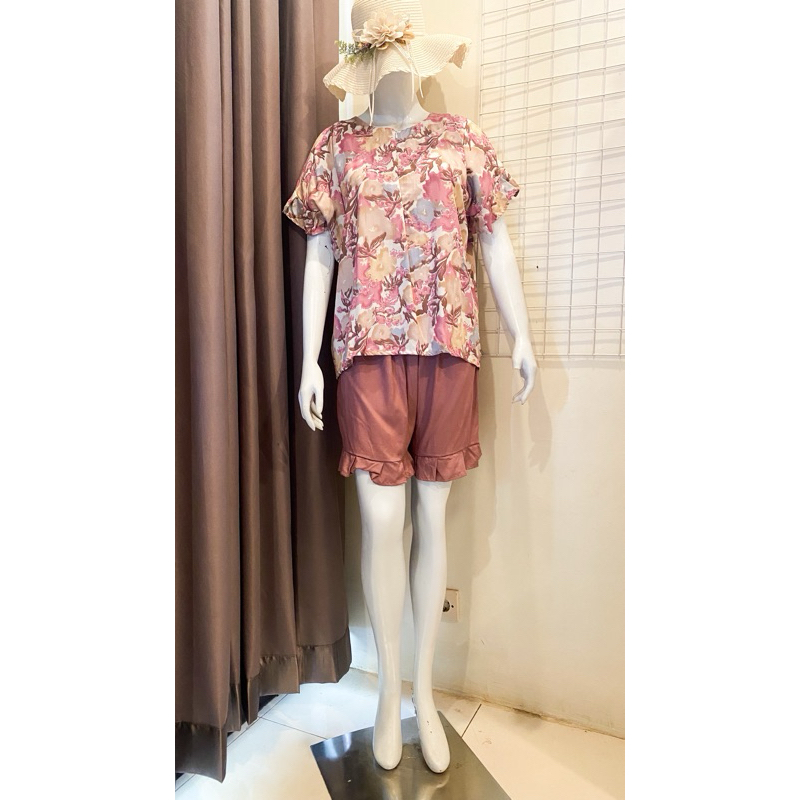 Babydoll Busui Jumbo / One Set pendek rayon Termurah