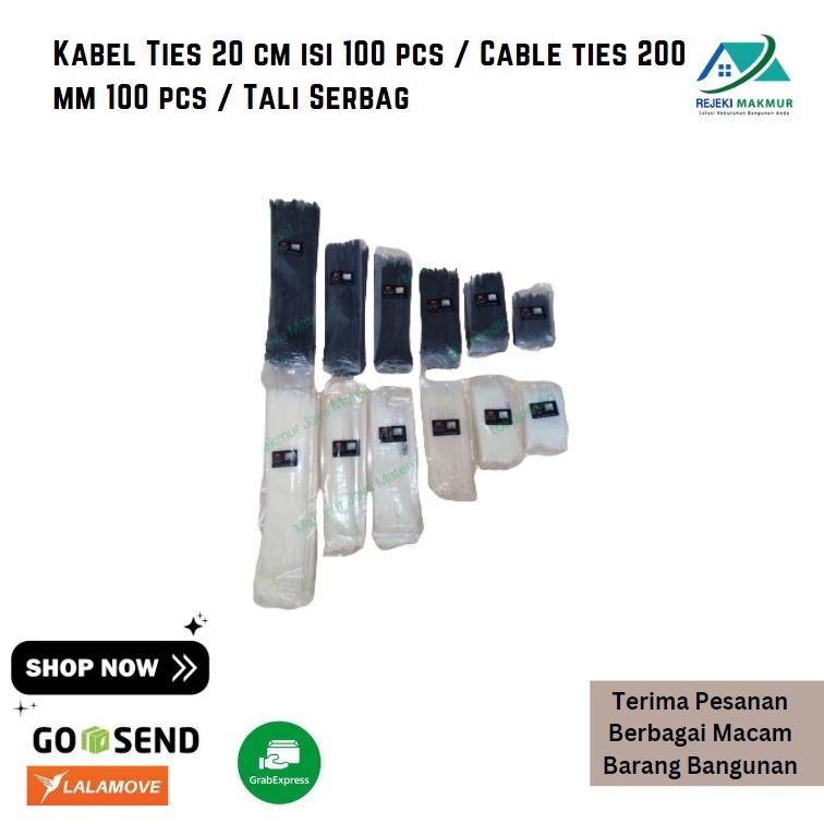 

Kabel Ties 20 cm isi 100 pcs / Cable ties 200 mm 100 pcs / Tali Serbag